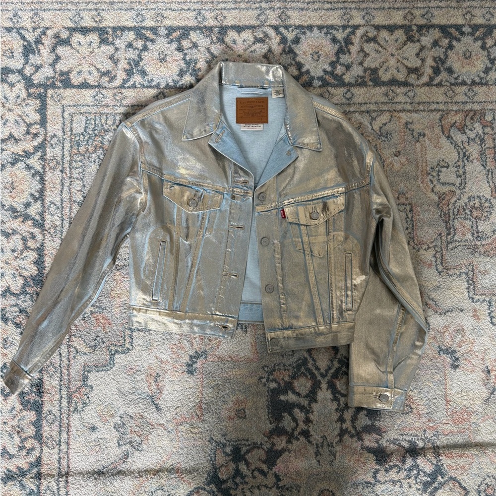 Levi's Women's Silver Metallic Denim Trucker Jacket